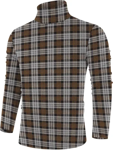 Vista 41 de Poriff - Suéter de cuello de tortuga térmico, de punto, liviano, casual, con corte entallado, para hombre Albaricoque