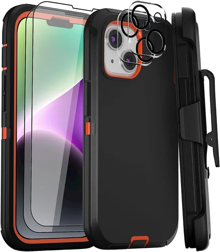 Vista 33 de Funda para iPhone 14 Pro Max de 6.7 pulgadas con clip para cinturón con 2 protectores de pantalla, 2 protectores de lente de cámara, cubierta