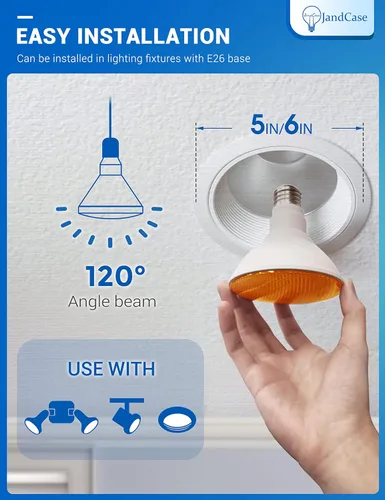 Vista 5 de JandCase Luces LED Anti-Insectos para Exteriores, Bombillas de Luz Anti-Insectos Amarillas de 12W para Exteriores, Equivalente a 100 Vatios