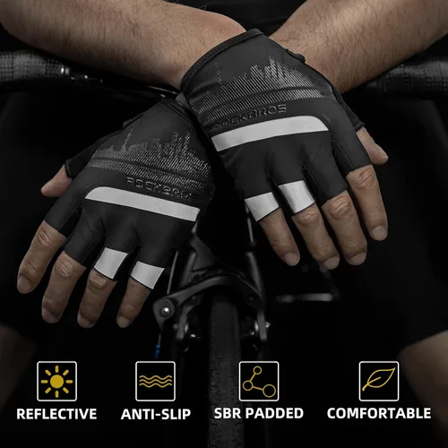 Vista 5 de ROCKBROS - Guantes de ciclismo de montaña para hombre, guantes de ciclismo con pantalla táctil, antideslizantes, MTB, guantes de ciclismo