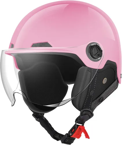 Vista 7 de Casco de motocicleta certificado DOT, estilo alemán, medio casco para bicicleta eléctrica y scooter con gafas parabrisas, casco retro genial