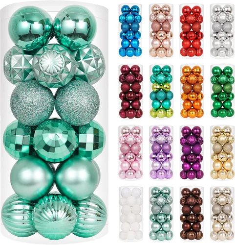 Vista 11 de XmasExp Juego de 24 mini esferas de Navidad inastillables para bolas de árbol de Navidad, 1.18 pulgadas (negro)