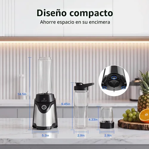 Vista 6 de COKUNST Batidora de batidos, licuadora personal con 2 tazas y tapas