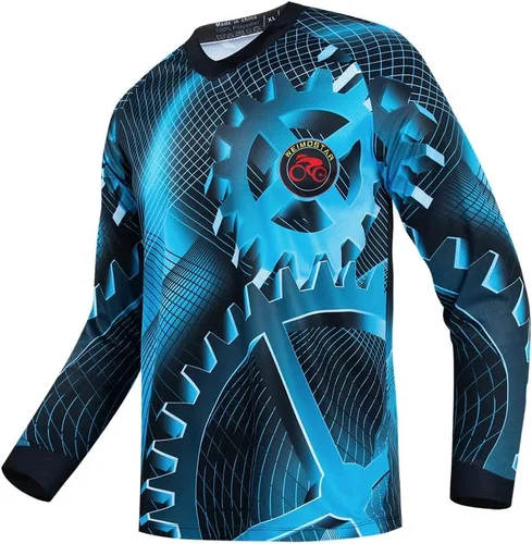 Vista 154 de Hotlion Camiseta de ciclismo para hombre, manga larga, MTB Motocross, ropa de carreras todoterreno