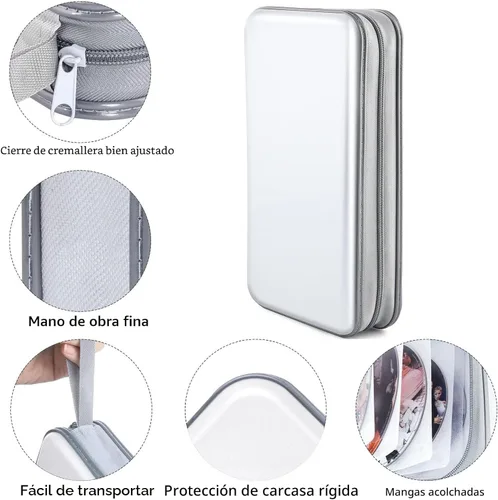 Vista 2 de Funda para CD, capacidad 80, con función atril, para almacenamiento de DVD, VCD y Blu-ray (Blanco)