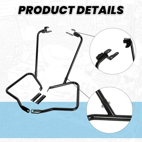 Vista 4 de ECOTRIC Barras protectoras de soporte para alforja compatibles con Harley Davidson Touring Street Road Glide FLH 2014-2024, color negro