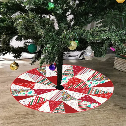 Vista 7 de M YESCUSTOM Falda de Árbol de Navidad de 36" A Cuadros de Búfalo Tapete de Árbol Copos de Nieve Rojo Caramelo Santa Falda de Árbol Adornos Rústicos