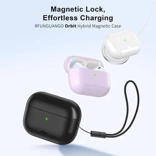 Vista 3 de RFUNGUANGO Funda protectora para AirPods Pro de 2ª generación, con función de soporte para teléfono, bloqueo de cubierta magnética, para AirPods Pro