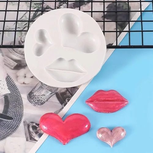 Vista 7 de Moldes de silicona para labios DIY corazón resina epoxi molde de boca de silicona artesanal molde personalizado