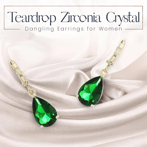 Vista 2 de Crystal line Azuria Dange Women Teardrop Earrings with Box 18K Gold Plated Zirconia Crystals Teardrops Jewelry for Women