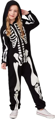 Vista 5 de SIZGAROOT Adult Skeleton Costume Glow in the Dark Onesie for Halloween