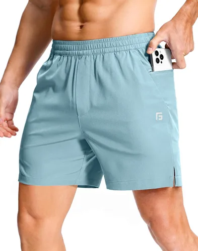 Vista 71 de GGJ Pantalones cortos deportivos ligeros para hombre con 2 bolsillos con cremallera de 7/5/9 pulgadas, pantalones cortos de tenis de secado rápido