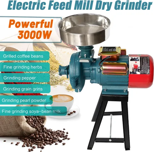 Vista 4 de H&ZT Molinillo eléctrico de maíz de 3000 W, molino de harina húmedo y seco de 110 V para arroz, maíz, trigo, café y grano, potentes cereales