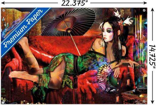 Vista 3 de Trends International Jumbie - Geisha Wall Poster, 14.72" x 22.37", Premium Poster & Push Pin Bundle