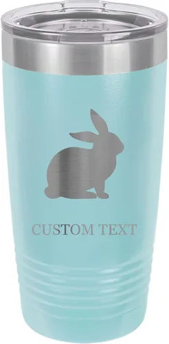 Vista 10 de 20-Ounce Vacuum Insulated Stainless Steel Tumbler Customized Double-Walled Laser Engraved Pink Coffee Mug, Rabbit, Personalized