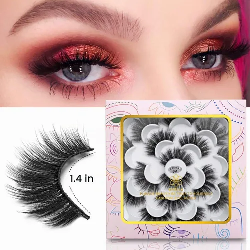 Vista 3 de DYSILK - 10 pares de pestañas de visón 6D, pestañas postizas dramáticas de volumen grueso pestañas postizas naturales suaves extensión maquillaje