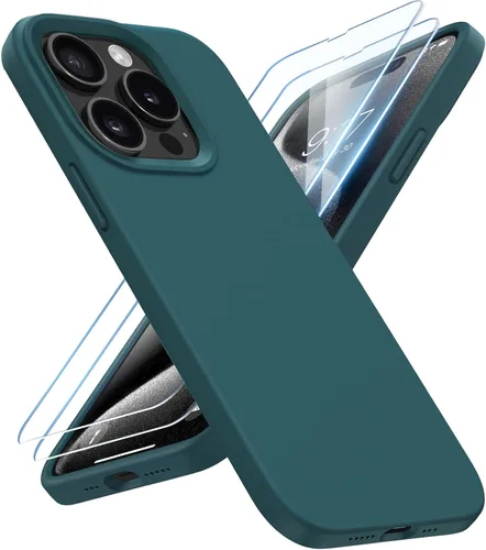 Vista 18 de Funda de silicona líquida delgada para iPhone 15 Pro, funda protectora a prueba de golpes de 6.1 pulgadas, protección antiarañazos contra caídas