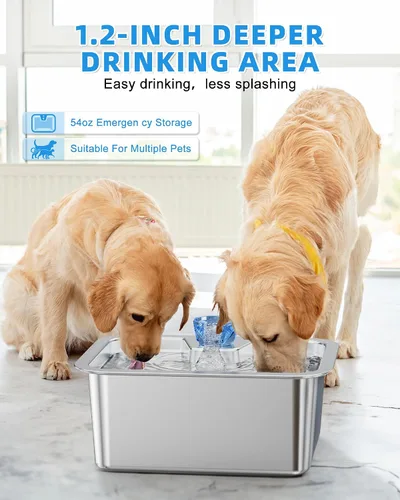 Vista 7 de Lesotc Fuente de agua para perros grande de 11L/3 galones, fuente de agua para mascotas grande de acero inoxidable con 4 filtros, dispensador