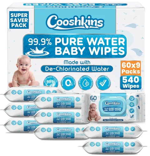 Vista 10 de Toallitas descloradas para bebés de agua pura Suave y grueso, 60 unidades (paquete de 1) toallitas suaves sin perfume para pieles sensibles