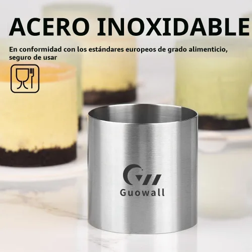 Vista 3 de Molde de Aro para Tartas Paquete de 8 Mini Moldes de Mousse de Acero Inoxidable Sin Costuras Cortador de Pastel para Hornear Moldes Redondos