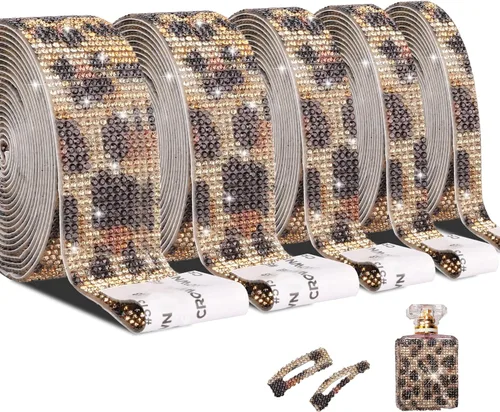 Vista 11 de 5 rollos de cinta autoadhesiva de diamantes de imitación con cristal, cinta de diamantes bling con pegatinas de 2 mm para manualidades, bodas