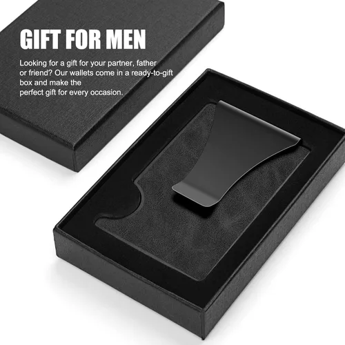 Vista 6 de IMDCGYY Cartera táctica para hombre, cartera de metal delgada y minimalista de fibra de carbono, clip de dinero de acero inoxidable, bloqueo RFID