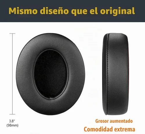Vista 5 de Beats Studio 3 Almohadillas para los oídos, almohadillas de repuesto de piel con proteína de espuma viscoelástica, almohadillas de repuesto
