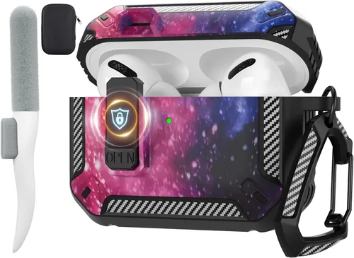 Vista 29 de Maxjoy Funda para AirPods Pro 3 2025, MagSafe compatible con bloqueo automático, funda protectora a prueba de golpes con soporte para teléfono
