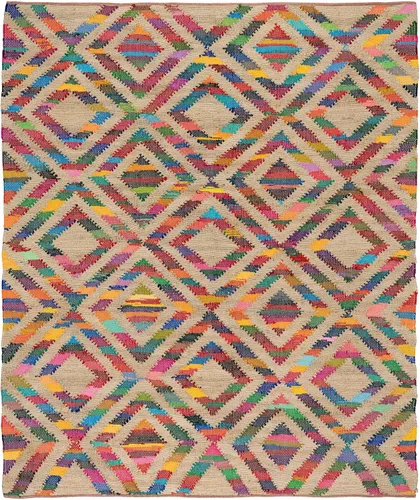 Vista 8 de Dash & Albert Tetra Chindi - Alfombra de yute tejida a mano, 2 x 3 pies, patrón geométrico múltiple
