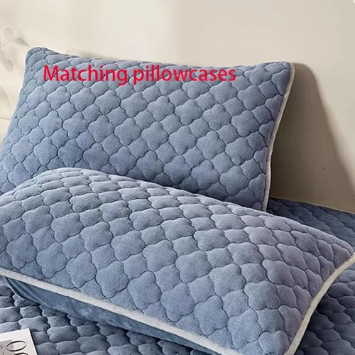 Vista 7 de FCLDESHOP Se adapta perfectamente a colchones, sábanas bajeras de franela de color sólido grueso para otoño e invierno, protector de colchón