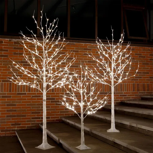 Vista 10 de Tybeeu Árbol de abedul iluminado de 3 pies con 64 luces LED blancas cálidas para decoración de vacaciones, diseño realista, certificado UL