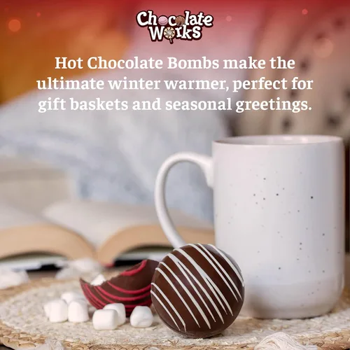 Vista 5 de Bombas de chocolate caliente de Chocolate Works, bombas de cacao caliente prémium con malvaviscos, hechas con chocolate con leche real, chocolate
