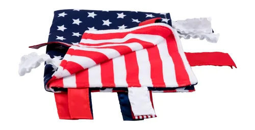 Vista 2 de Mantas de seguridad con cintas de aprendizaje educativo, talla única , Bandera estadounidense