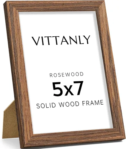 Vista 95 de Vittanly - Marco de fotos de 4 x 6 pulgadas de madera maciza con plexiglás, incluye paspartú de 3,5 x 5, para colgar en la pared o poner sobre una