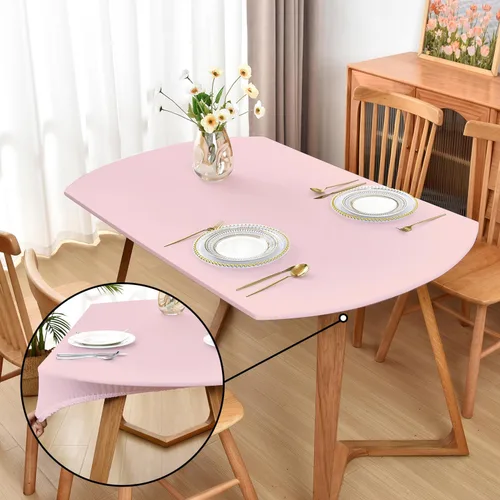 Vista 54 de Mantel ajustado blanco con elástico para mesas plegables de 48x48 pulgadas, manteles lavables y elásticos de elastano para mesas de cartas, manteles