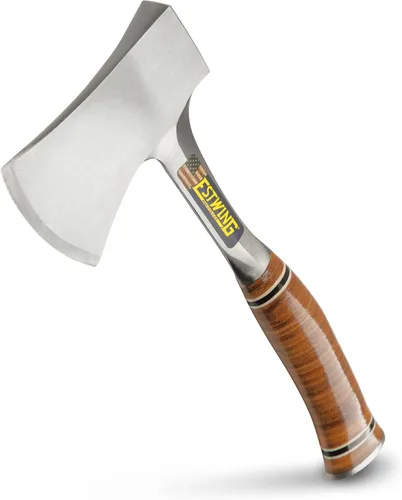 Vista 7 de ESTWING Sportsman's Axe - Hacha de camping de 12 pulgadas con construcción de acero forjado y agarre de cuero genuino - E14A