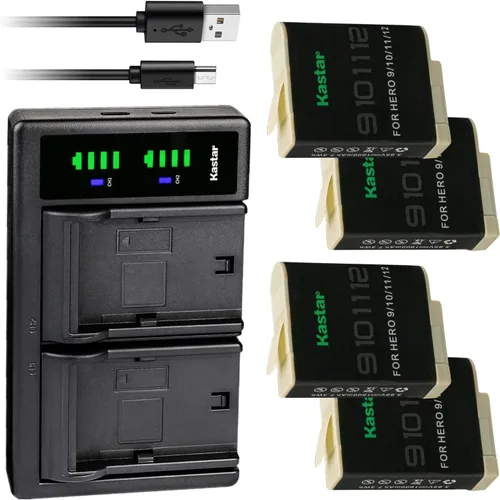 Vista 7 de Kastar Cargador de batería USB LTD2 compatible con GoPro HERO12 HERO 12 Black Action, cámara GoPro HERO11 HERO10 HERO9, batería GoPro ADDBD-212