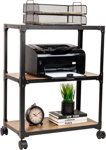 Vista 7 de Mind Reader Carrito con ruedas multiusos de 3 niveles, almacenamiento para el hogar, carrito de bar, soporte para microondas, organizador