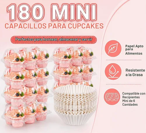 Vista 4 de Soporte para cajas de contenedores de mini cupcakes, 6 unidades con 200
