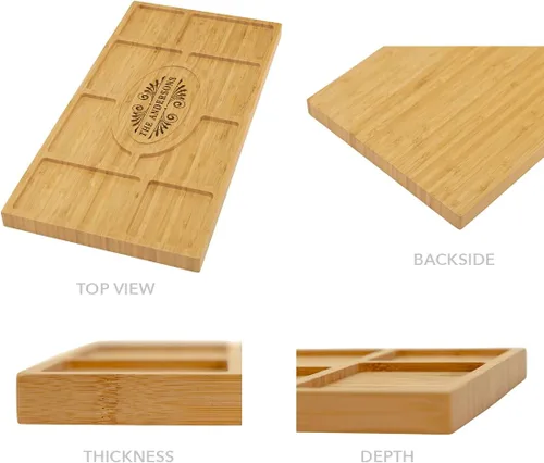 Vista 2 de Andaz Press Tablero de charcutería personalizado XL, bandeja de madera de bambú grabada con grabado personalizado Art Deco, tabla de queso, tabla