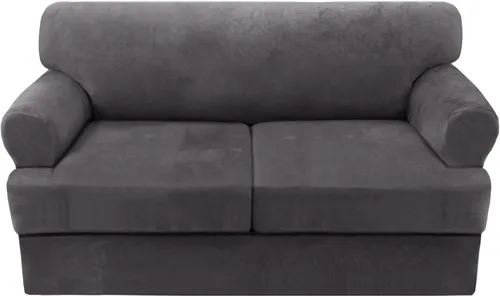 Vista 16 de H.VERSAILTEX Funda para sofá de 2 piezas, fundas para sillón con cojines en forma de T, funda para sofá de terciopelo grueso, protector de muebles