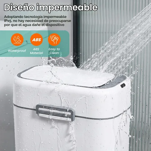 Vista 4 de FDW Cubo de Basura para Baño de 2.2 Galones con Tapa, Contenedor de Residuos de Plástico con Sensor Automático Delgado y Pequeño para Sala de Estar