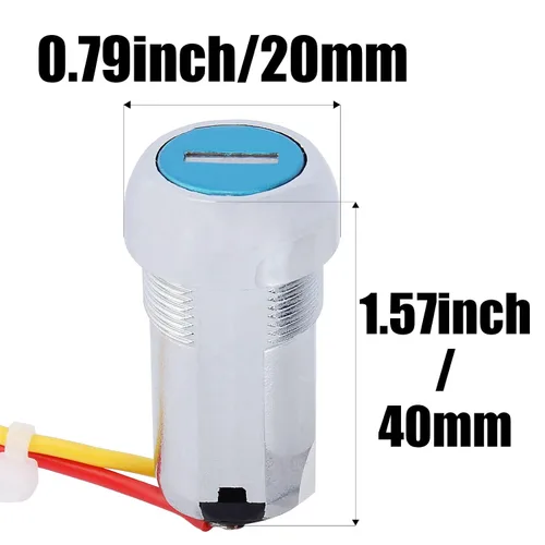 Vista 3 de Interruptor de llave de encendido universal de 2 cables para motocicleta, ATV, bicicleta eléctrica, Quad Scooter eléctrico, Go Kart, ciclomotor