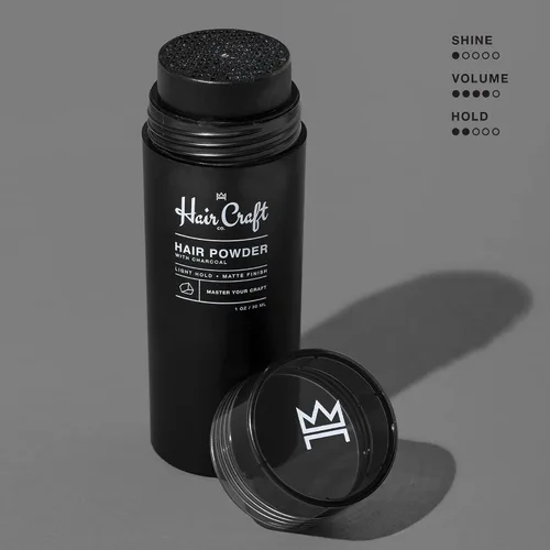 Vista 2 de Hair Craft Co. Polvo para el cabello de 1 onza – Acabado mate + fijación ligera + aspecto seco/tacto – Volumen, textura y grosor añadidos – Polvo