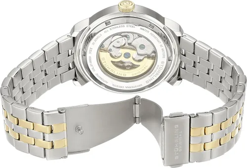 Vista 6 de Stuhrling Original Reloj automático de dos tonos con pantalla analógica Atrium 812.04 para hombre, plateado, Mecánico
