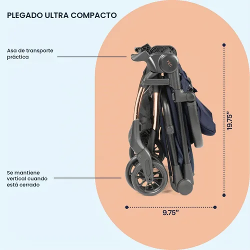 Vista 3 de Peg Perego Volo, Silla de Paseo Ultraligera de Viaje Compatible con Equipaje de Mano, Características Ajustables y Asiento Reclinable - Diseñada