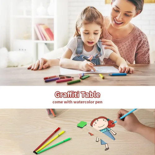 Vista 4 de Juego de mesa y silla para niños, mesa y silla para niños, mesa ajustable para niños, patas y organizador de mesa antideslizantes, escritorio