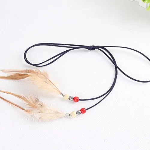 Vista 5 de Diadema Plumas Mujeres Niñas Elástico Trenzado Hoja De Perlas De Pelo Borlas Ropa