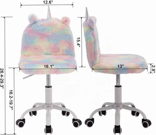 Vista 2 de Silla Linda y Peluda para Niños, Silla Divertida y Giratoria para Escritorio de Estudio, Silla de Tocador Colorida para Niñas, Silla Giratoria