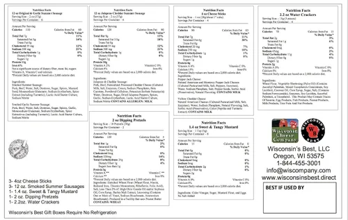Vista 7 de Cesta de gourmet de regalo, incluye: salchichas ahumadas de verano, quesos 100 % de Wisconsin, galletas saladas, pretzels y mostaza agridulce